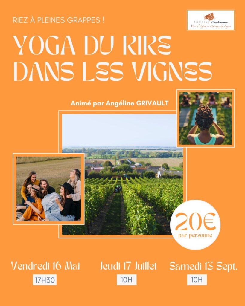 Venez vous détendre lors d'une séance découverte de yoga du rire dans les vignes suivi d'une dégustation des vins du domaine.